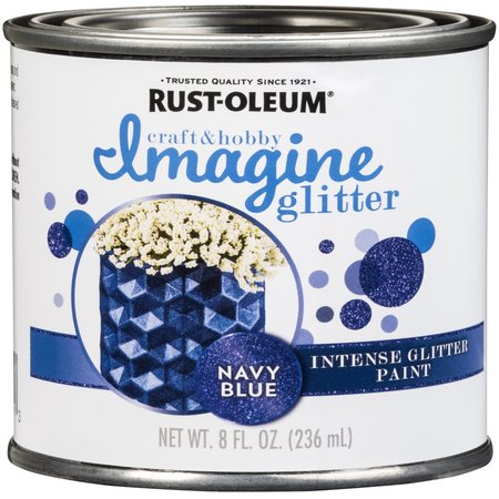 RUST-OLEUM Glitter Paint, Glitter Navy Blue, 8 oz 350117